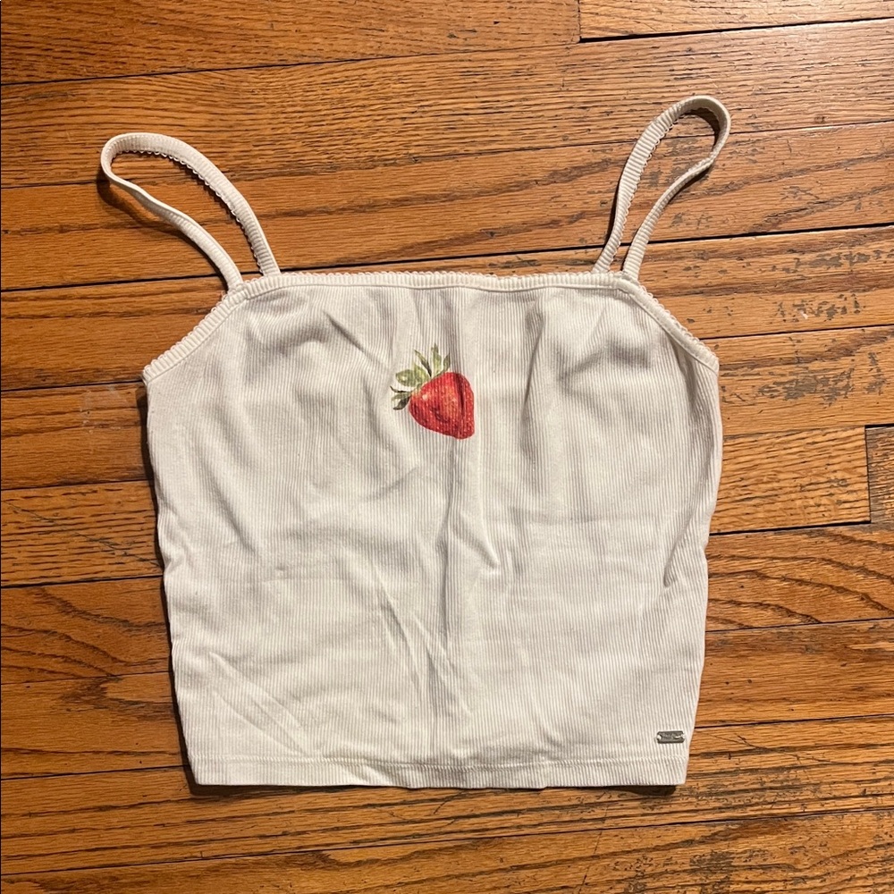 Strawberry Embroidered Cream Camisole